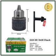 SAN OU Kepala Bor 13mm 1/2 - 20 UNF Drill Chuck 1.5 - 13 mm SanOu ORIGINAL