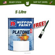🔥READY STOCK🔥 5L NIPPON PAINT Platone High Gloss Wood Metal Oil Based Interior Exterior Cat Minyak Kayu Besi Kilat