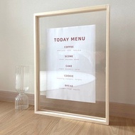 Transparent Acrylic pure wood three-dimensional photo frame gouache fabric display frame double-side