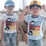 Children Clothing [Item No. F31124] Spring Summer Rolling Blue Collar Q Version Superman Cotton T~2 