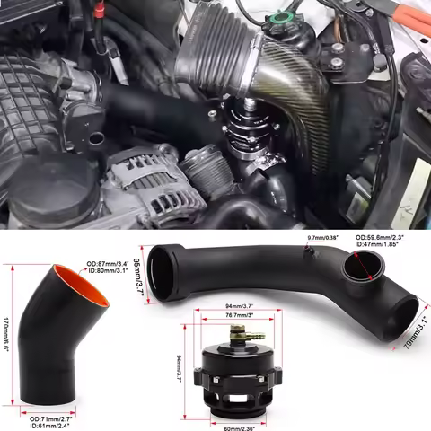 1kit Car Turbo Inlet Charge Pipe Hard Piping Kit with 50mm Blow Off Valve For BMW N54 E88 E90 E92 13