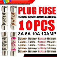CHAAKIG 10Pcs Ceramic Fuse Replace  3-13A British Plug