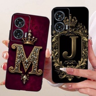 Cute Gold Crown Letter Case For Motorola G96 5G / Motorola Edge 50 Fusion Back Cover Simple Style So