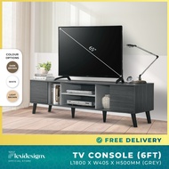 TV Console 4ft / 6ft TV Cabinet 180/ 120cm Media Storage Soft Closer Flexidesignx KEPPEL