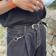 our legacy真皮花朵鉚釘簡約金屬腰帶時尚通勤可調節皮帶男女同款