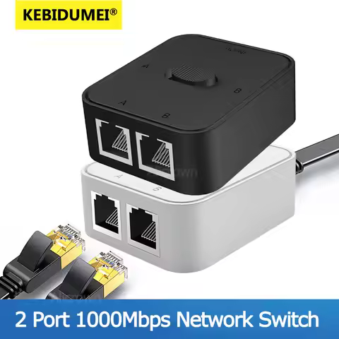 2Port 1000Mbps RJ45 Switcher Adapter Gigabit 2 In 1 Out/1 In 2 Out Internal External Network Switche