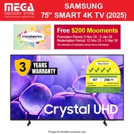 SAMSUNG UA75U8000FKXXS 75" CRYSTAL UHD 4K U8000F SMART TV | Free WMT | Free $200 Mooments Redeem Sam
