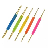ANEKA - Crochet Hook (Knitting Tool Crochet/ HOOK) Gold With Handle Crochet Hook Set Crochet Needle 