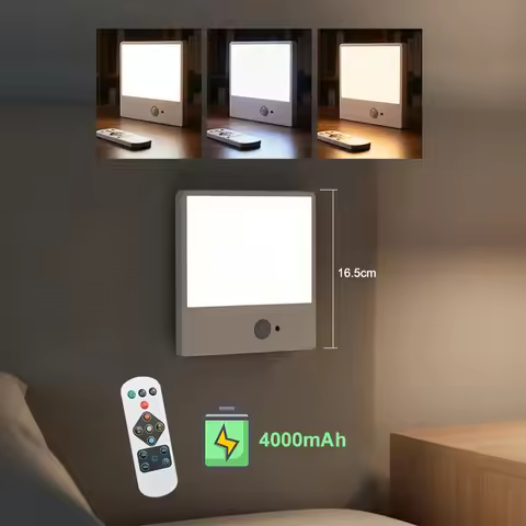 4000mAh Motion Sensor LED Ceiling Light USB Rechargeable LED Light with Remote Control, Smart Sensor