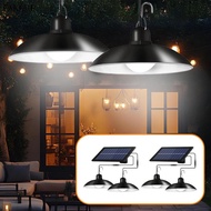 FAKEME Solar Pendant Lights Double Bulb Adjustable Brightness Solar Powered Shed Light Lamp for Stab