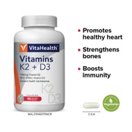 READY STOCK VitaHealth Vitamins K2 + D3 [Expiry 2027] VitaHealth Vitamins K2 D3