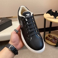 PN6V Emporio Armani Men's Shoes Winter Fleece Lining Genuine Leather Sneakers Fashionable All-Match 