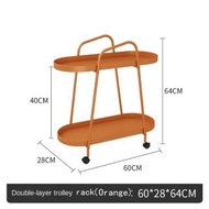 全城熱賣 - 北歐沙發邊桌移動帶輪式推車側櫃 (橙色)#H099024132