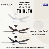 FANCO Tributo 46" 56" DC Motor Ceiling Fan with 3 Tone LED Light Kit and Remote Control | Guan Seng Electrical