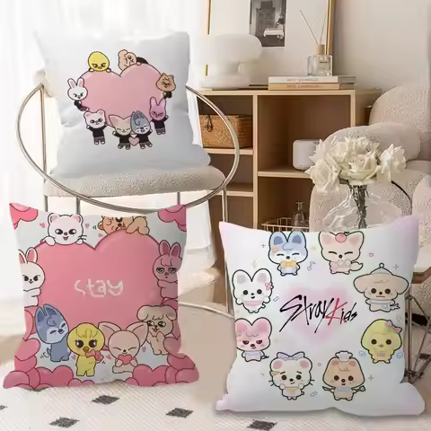 Kpop Group S-Stray K-Kids Office Cushion Pillowcase Car Cushion Cover45X45CM Lumbar Pillowcase Sofa 
