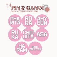 GANTUNGAN HOLOGRAM BABYMONSTER PIN NAME PINK KEYCHAIN 58MM KPOP UNOFFICIAL ASA KEYCHAIN
