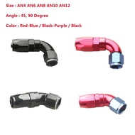 A An4 An6 An8 An10 An12 45/90 Degree Aluminum Full Flow Swivel Fitting Hose End Black,Red/Blue