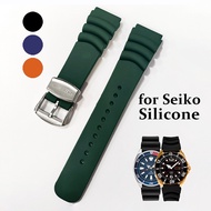 20mm 22mm Silicone Strap for Seiko Prospex SKX007 SKX009 SPR009 Band Waterproof Rubber Watch Band Metal Ring Buckle