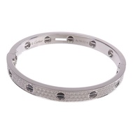 CARTIER 18K白金/陶瓷Love Bracelet鑽石手鐲Cartier#17
