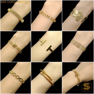 Collection Adjustable Bangle Titanium Steel 18K Gold Plated Gelang Tangan Sis Love Jewel G81-G120