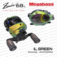 MEGABASS ZONDA 68 Left White /  IL Green / Rosso Red / Dragon LIMITED EDITION BAITCAST Reel with Fre