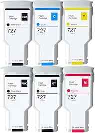 Compatible for HP 727 Ink Cartridges 6 Pack 300ml Replacement for HP 727 C1Q12A F9J79A F9J76A F9J77A