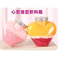 Love Beverage Bottle Taiwan Have Ready Stock Heart-Shaped Bottle 450ml Shaped Beverage Bottle Milk T