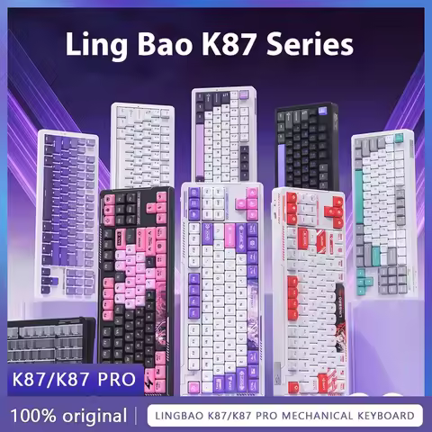 LINGBO K87 Mechanical Keyboard Three Mode 87 Keycaps RGB Hot Swappable Gasket E-sports Gaming Keyboa