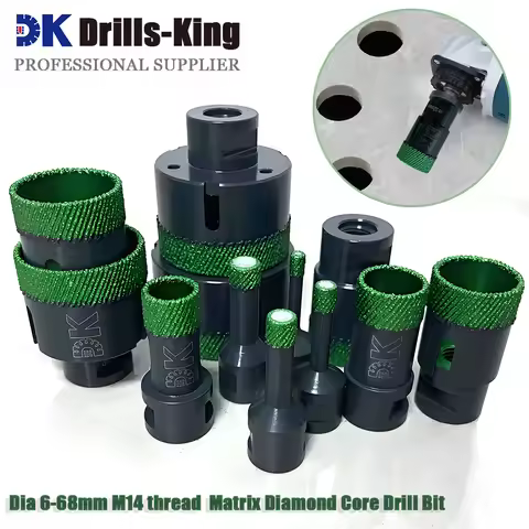 DK 6-68mm 1PC M14 Thread Dry Vacuum Brazed Diamond Matrix Drilling Core Bit Ceramic Tile Hole Saw Gr
