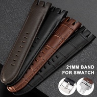 21mm Genuine Leather Straps for Swatch YRS403 412 402G Replacement Strap Cowhide Bracelet Watch for Men Women Waterproof Band Watchbands