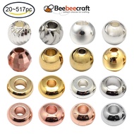 【pf】 BeeBeecraft 20-517pcs Real 24K Gold Plated Golden Red Copper etc Brass Round Spacer Beads for Jewellery Bracelet Making