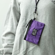 輕戶外系列 耳機包工裝風露營風 掛脖掛腰卡片收納零錢包 格紋紫