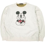 二手 SENSE OF PLACE by URBAN RESEARCH RESEARCH x Disney 米奇老鼠衛衣，帶羽毛圍巾內襯，L 碼，象牙色，AA77-11Y051。