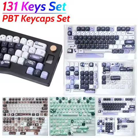 131 Keys Set PBT Keycaps Set Mechanical Keyboard Keycaps Cute Keycaps for 60 65 75 100 Percent Mecha