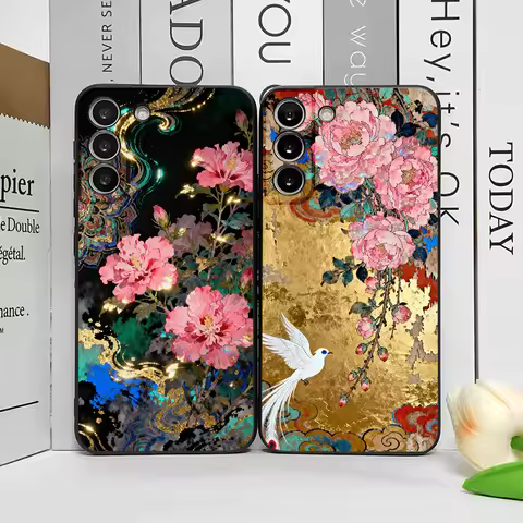 Retro Flower Hibiscus Golden Ink Painting Phone Case for Huawei Nova 13 12 11Pro 10 SE Mate 40 Pro P
