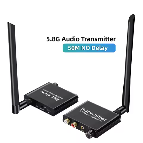 5.8G No Delay RCA Audio Transmitter and Receiver With 3.5mm R/L RCA Wireless Audio adapter For DVD T