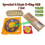 (1 Set Chain 428 O-Ring) Y16 Y15 Y15ZR V1 V2 FZ150I FZ150 FZ 150 Sprocket Spocket & Rantai Emas ORin