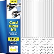 630in Cord Hider Kit, Paintable Cable Raceway, Cord Covers for Wires on Wall, Cord Hider for Wall Mo