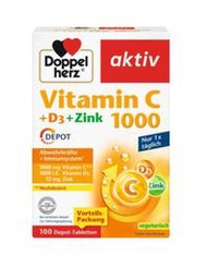 現貨 德國Doppelherz多寶雙心系列  維生素C1000+D3+鋅 100錠/盒(德國雙心)