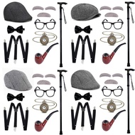 Retro 1920S 20S Cosplay Gangster Set Men Party Props Berets Suspender Pocket Watch Gatsby Costume Ac