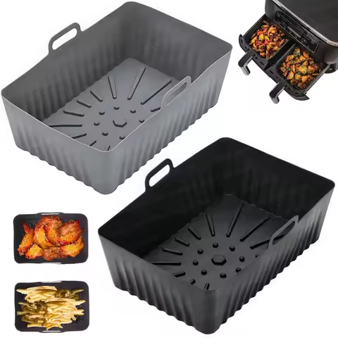 Air Fryer Silicone Liners for Ninja DZ401 DZ201 AF300 AF400 Rectangular Air Fryer Pot Dual Basket In