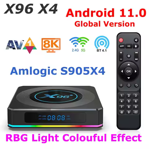 Android 11 TV BOX X96 X4 Amlogic S905X4 4G Ram 64G Rom 4K RGB Light 5G DUAL WIFI 1000M USB3.0 AV1 8K