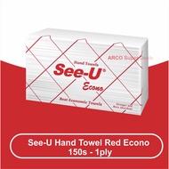 See-U Hand Towel Multifold Red Economy Washbasin Tissue Multipurpose Tissue 150s