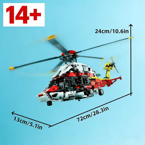 2001PCS Technical Rescue Helicopter Building Blocks Airbus H175 Electric Motor Assemble Model MOC Br