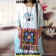 IAPPORTUNIA Women Shoulder Bag, Hmong Tribal Ethnic Fashion Message Bag,  Embroidery Tapestry Tassel