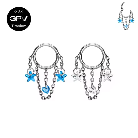 ASTM G23 Titanium Nasal Diaphragm Ring Chain Pendant Closed Loop Nose Ring Male Female Perforated Je