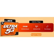 Umobile Ultra 5G/4G UNLIMITED Speed Prepaid Sim