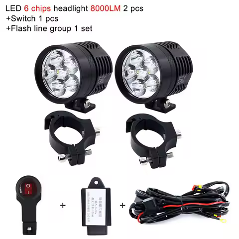 2pcs Strobe Universal Moto led motorcycle headlight Fog DRL lamp led L6X light car Motorbike bulb sp