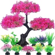 1set Aquarium Artificial Plastic Plants Decoration Goldfish Tank Betta Fish Tank Plants Water Weeds 