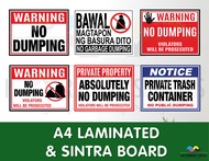 Bawal Magtapon ng Basura Dito | Private Property No Dumping | No Garbage Dumping in Stairwell Signs